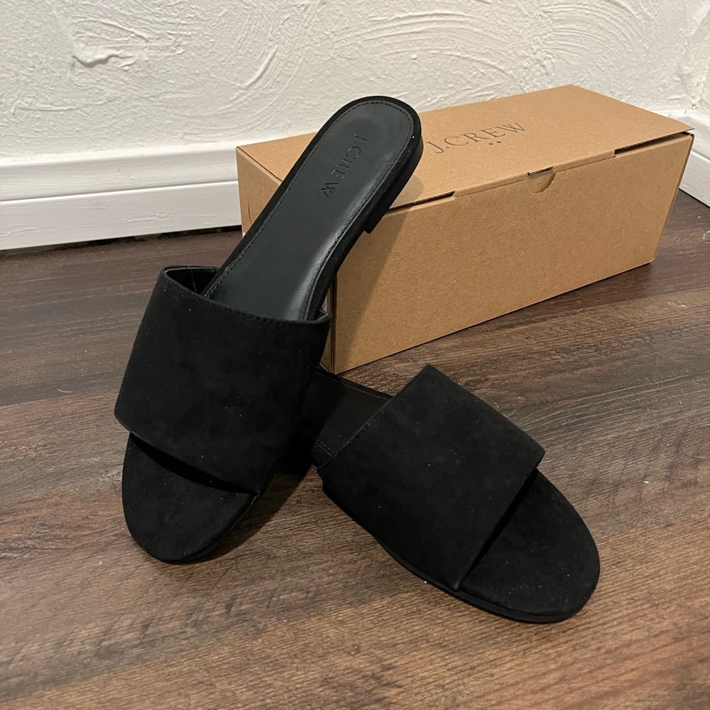 Microsuede slide sandals